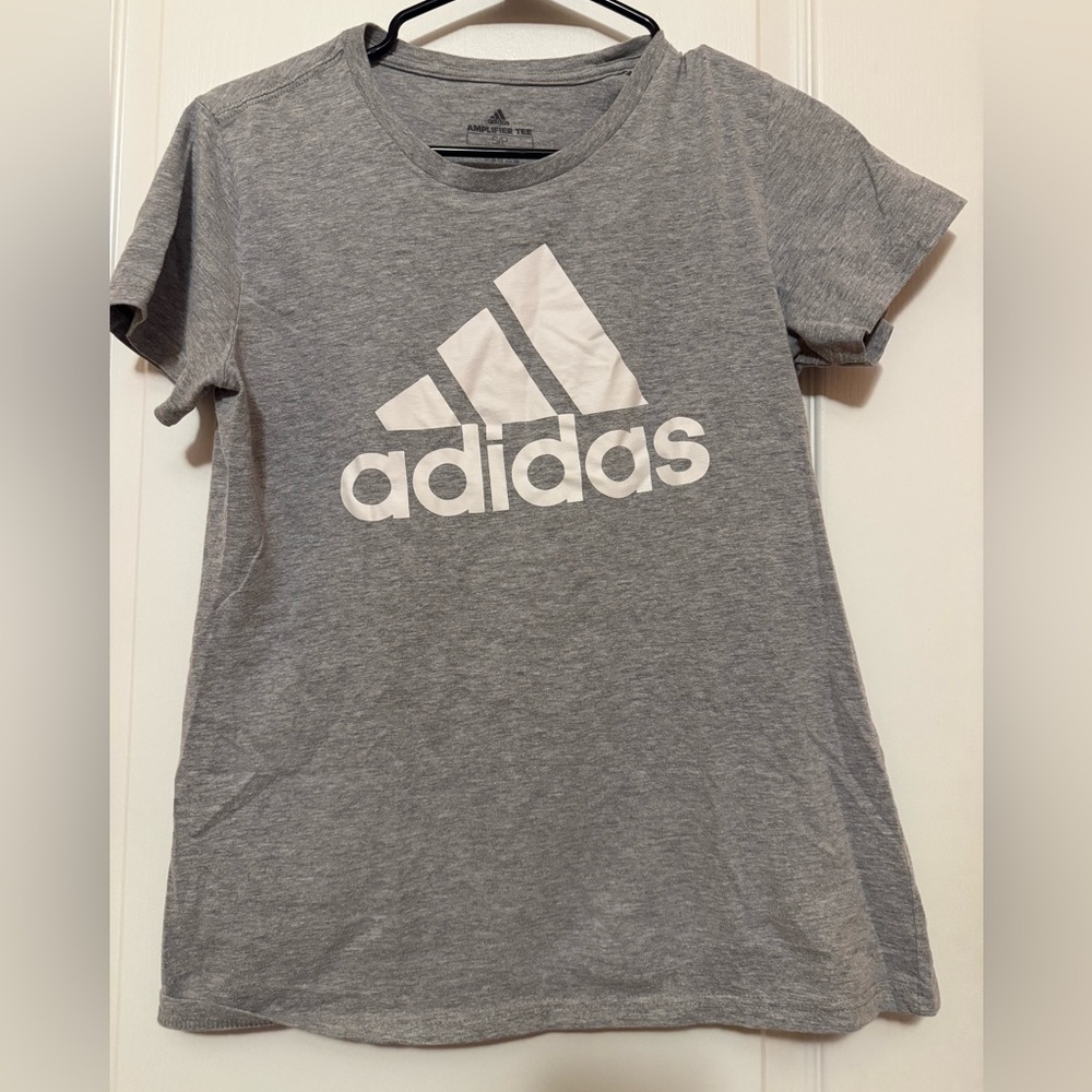 adidas Gray Tee with White Logo - Womens Short Sleeve